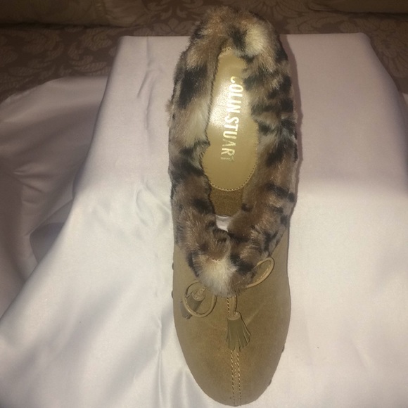 Colin Stuart Tan/Faux Fur Trimmed Ankle Boots - Picture 2 of 8